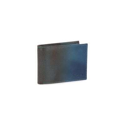 Portemonnaie aus Leder mit Ziernähten in Blau (AC-OR-LIVERPOOL-383-AZUL)