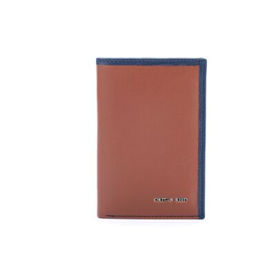 Leather wallet with RFID anti-theft system leather-marin color (AC-OR-VIVANTO-483-CUERO-MARINO)