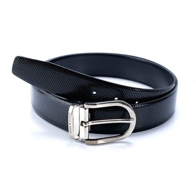 Black hand-finished leather belt (B-ANTINI-NEGRO)