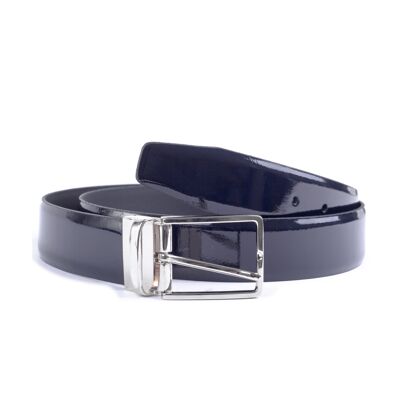 Cintura in pelle blu navy rifinita a mano (B-ASPEN-MARINO)