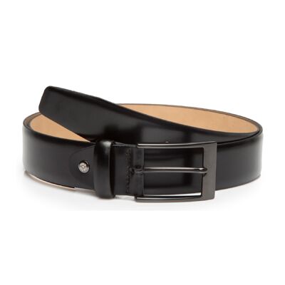 Smooth black leather belt (B-BARNEYS-NEGRO)