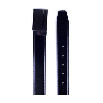 Black leather belt with flat buckle (B-BAXTOR-NEGRO)