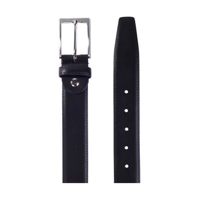 Black hand-finished leather belt (B-BECKET-NEGRO)