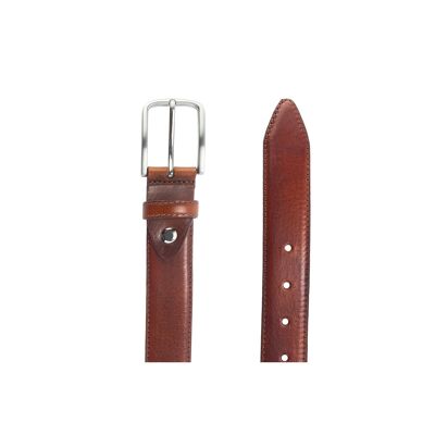 Cognac color ridged construction leather belt (B-BORAN-COGNAC)