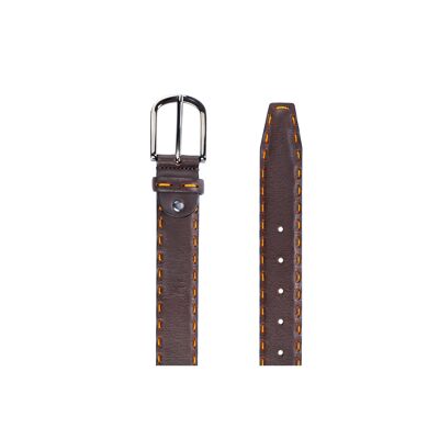 Brown hand-finished leather belt (B-CALITO-MARRON)