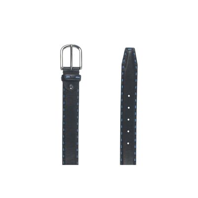 Black hand-finished leather belt (B-CALITO-NEGRO)