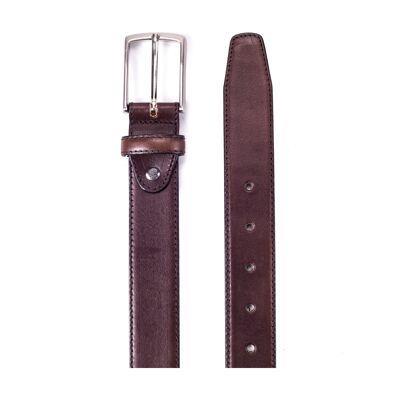 Brown ridged construction leather belt (B-CRANITE-MARRON)