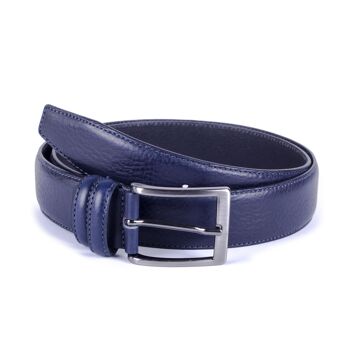 Ceinture en cuir avec coutures marine (B-LISATO-MARINO) 1