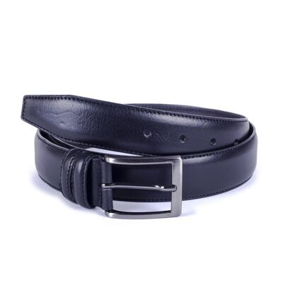 Cinturón de piel con costura color negro (B-LISATO-NEGRO)