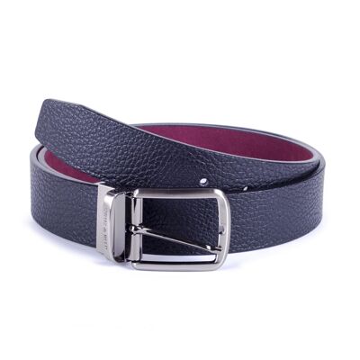 Reversible black leather belt (B-LLADORO-NEGRO)