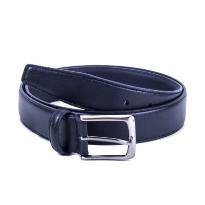 Black hand-finished leather belt (B-NACRI-NEGRO)