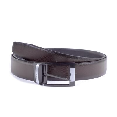 Reversible black-brown hand-finished leather belt (B-NEGIANO-NEGRO-MARRON)