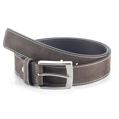 Ceinture en nubuck strié marron (B-NOBALE-BROWN)