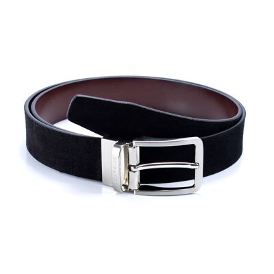 Reversible black suede and leather belt-cu (B-OTTERO-NEGRO-CUERO)