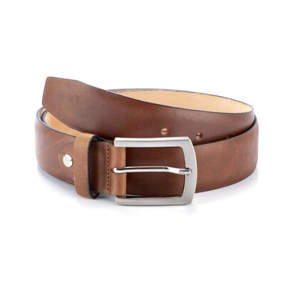 Hand-finished leather belt leather color (B-PILAN-CUERO)