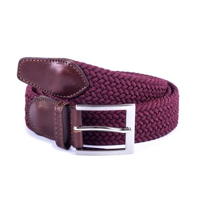 Burgundy hand-finished braided belt (B-PRV8-14-18-BURDEOS)