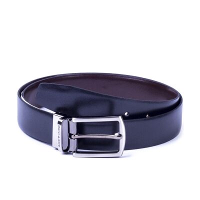 Cinturón reversible de piel reversible color negro-marron (B-RESCAR-NEGRO-MARRON)