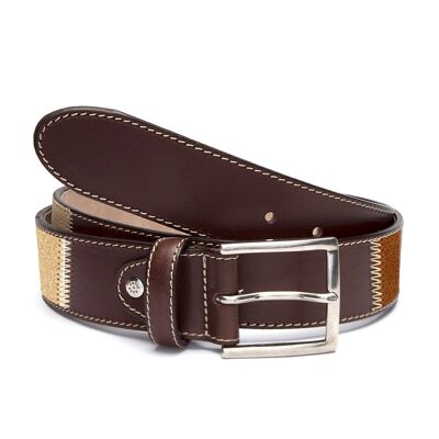 Belt combined with terra colored hand-finished leather (B-SERRAPO-TERRA)