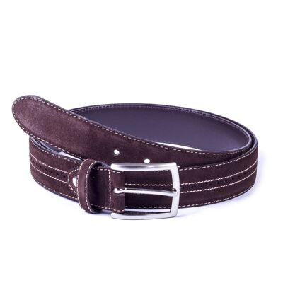 Brown hand-finished suede belt (B-SICTORIO-MARRON-102)