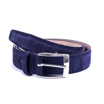 Cinturón de ante liso color azul (B-STRAUSS-AZUL-300SA)