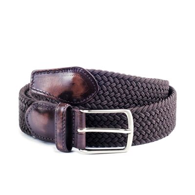 Hand-finished brown braided belt (B-TR35-MARRON-103)