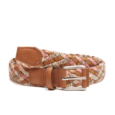 Leather-colored braided braided belt (B-TRANCO-CUERO)