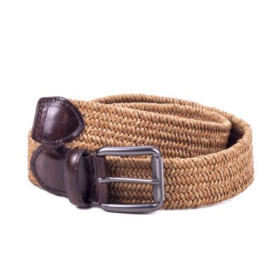 Beige hand-finished leather belt (B-TRAROL-BEIGE)