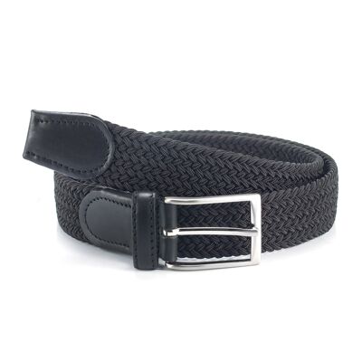 Black braided elastic belt (B-TREHAN-BLACK)