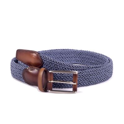 Hand-finished blue braided belt (B-TRENTO-AZUL-G01)