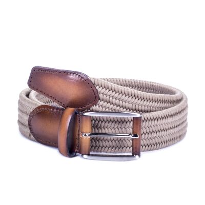Tan hand-finished braided belt (B-TRIFAR-TOSTADO)