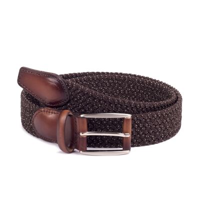 Brown hand-finished braided belt (B-TRUFFEL-MARRON-D03)