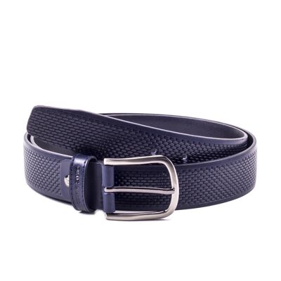 Navy hand-finished leather belt (B-VACES-NAVY)