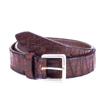 Leather belt hand-finished leather color (B-VACUL2-CUERO)