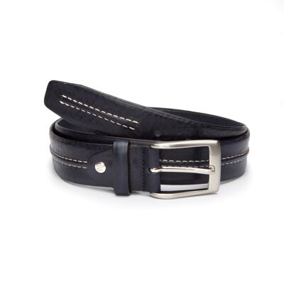 Navy hand-finished leather belt (B-VADOR-NAVY)