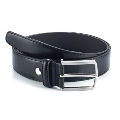 Padded construction leather belt in black (B-VALIN-BLACK)