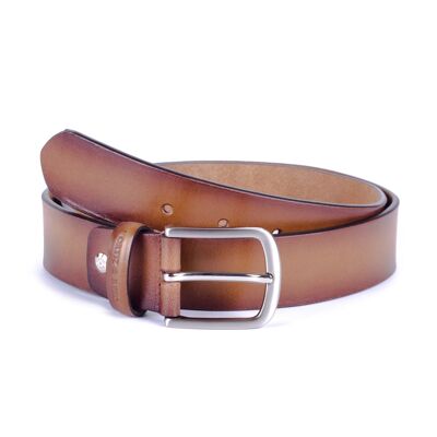 Camel leather belt with contrast pin (B-VANTANO-CAMEL)