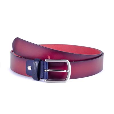 Cinturón de piel con pasador en contraste color rojo (B-VANTANO-ROJO)