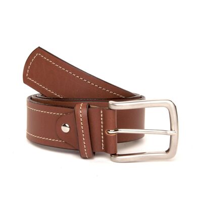 Hand-finished leather belt leather color (B-VERA-CUERO)