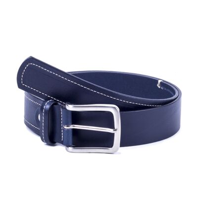 Navy hand-finished leather belt (B-VERA-MARINO)