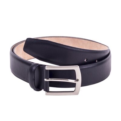 Black hand-finished leather belt (B-VERDI-BLACK)