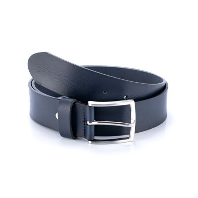 Cintura in pelle blu navy rifinita a mano (B-VERUSO-NAVY)