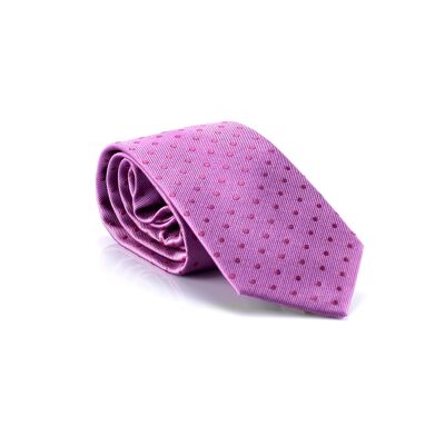 Cravatta rosa con stampa rifinita a mano (TIE-00004)