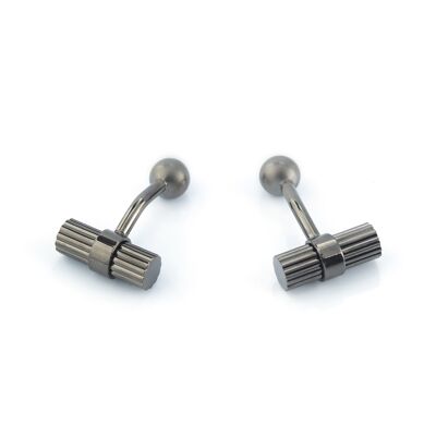 Silver-colored hand-finished brass cufflinks (GEM-CABLE)
