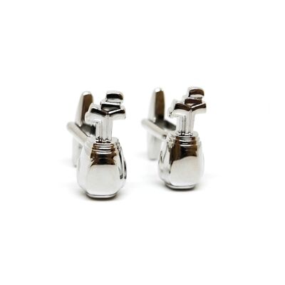 Plain silver-colored brass cufflinks (GEM-GOLFBAG)