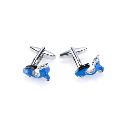 Brass Cufflinks with Blue Crystal (GEM-SP811)