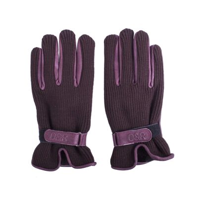 Kombinierte Handschuhe aus Leder und handgefertigtem Stoff in Brauenfarbe (GLO-LEAF-BRAUN-BRAUN)