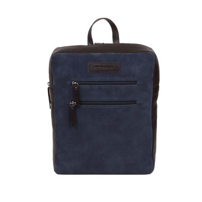 Blue artisan stitched leather backpack (AC-TRAVEL-4085SER-AZUL-OR)