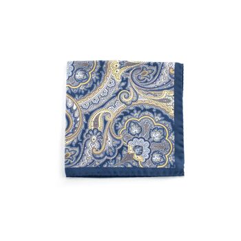 Mouchoir de poche bleu imprimé finition main (POC-404979-AZUL) 1