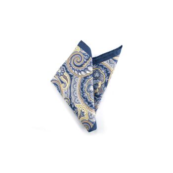 Mouchoir de poche bleu imprimé finition main (POC-404979-AZUL) 2