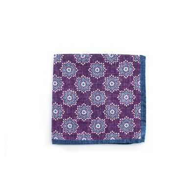 Burgundy hand-finished printed pocket square (POC-419079-BURDEOS)